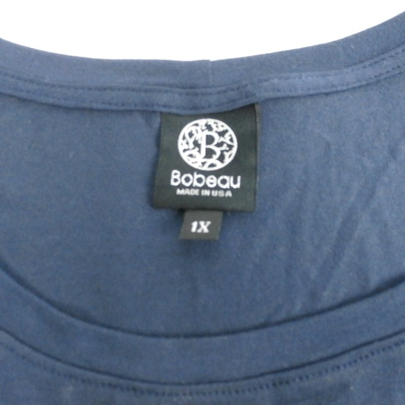 Bobeau Navy  tee Sheer pattern hi-low back 1X - Picture 6 of 6